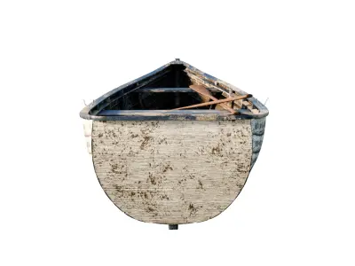 old wooden fishing boat  3D model