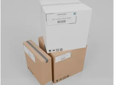 Premium White and Cube Box Trio – Rigged and Customizable 3D model