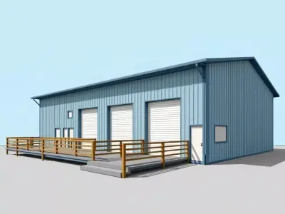 Industrial Warehouse Low-poly 3D model
