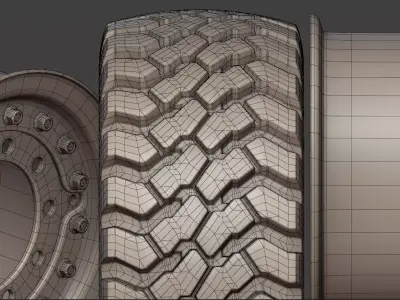 Military truck wheel 3 3D model