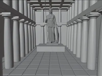 The Parthenon greek temple at night 3D model