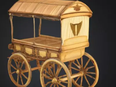 Antique Wooden Wagon 3D model