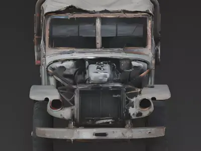 Exposed Engine Scavenged Truck 3D Model Low-poly 3D model