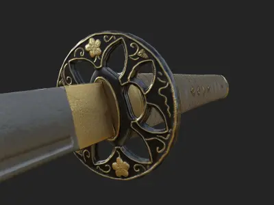Katana Low Poly 3D Model Game Friendly Low-poly 3D model