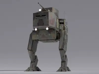 Panzer Mech Walker with RIG and LOWPOLY Forest Camo Low-poly 3D model
