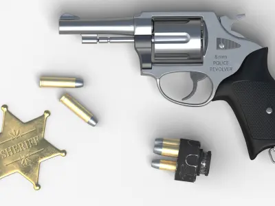 Revolver Police 8mm Low-poly 3D model