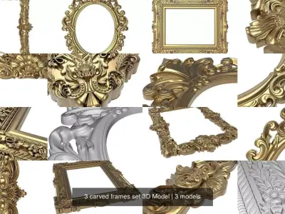 3 carved frames set 3D Model 3D Model Pack