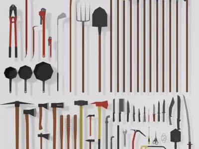 Low-Poly Melee Weapons Pack zombie apocalypse Low-poly 3D model