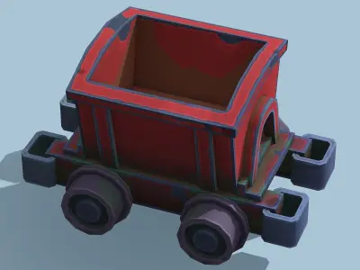 Stylized Mine Wagon - PBR Game Ready Low-poly 3D model