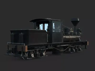 Old-fashioned steam locomotive 3D model