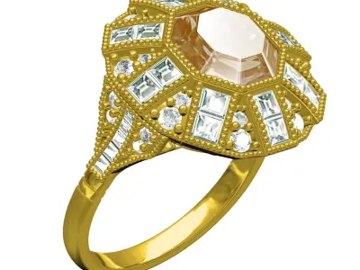 Antique Vintage Style Engagement Ring for Women 3D print model purchase