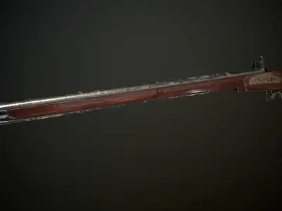 Long Flintlock Musket - model and textures Low-poly 3D model