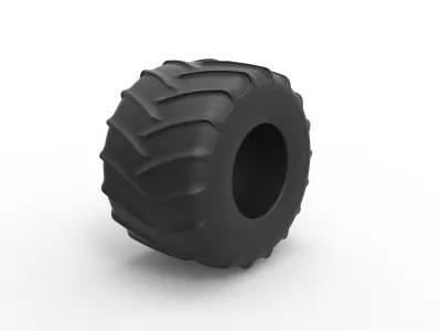 Monster Jam tire 25 Scale 1 to 25 3D print model