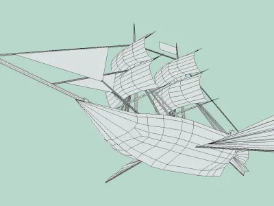 Airship pirate ship Low-poly 3D model