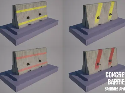 Concrete Block Barrier - Barricade 01 Low-poly 3D model