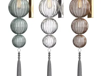 Medina Antique Brass Opal Jade Wall Light 3D model