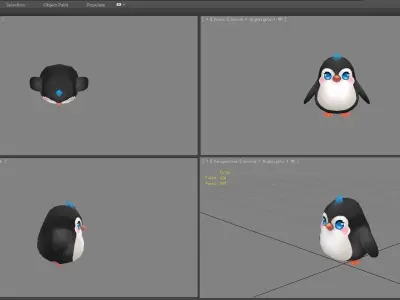 Cartoon baby penguin -  female - lovely Low-poly 3D model