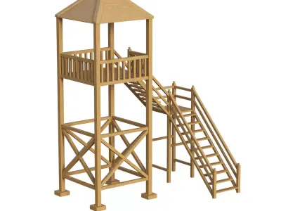 Wood Tower  Low-poly 3D model