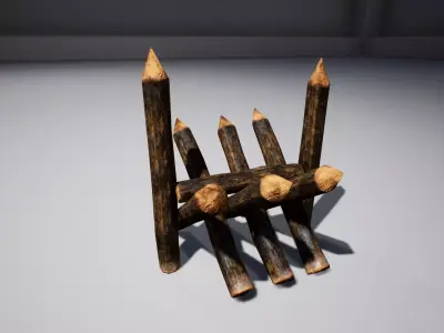 Medieval Wooden Barricade Low-poly 3D model