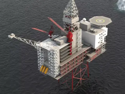 Ringhorne Offshore Oil platform Low-poly 3D model