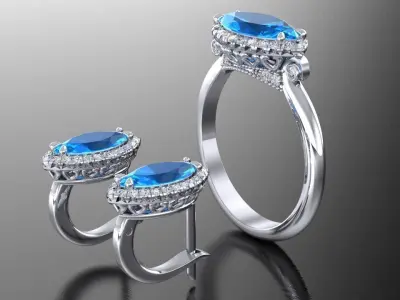 Engagement ring and earring set 3D model
