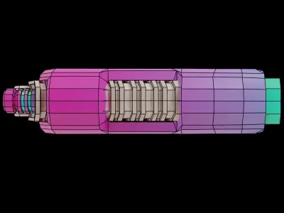 Low Poly Sci-fi Piston Gun Low-poly 3D model