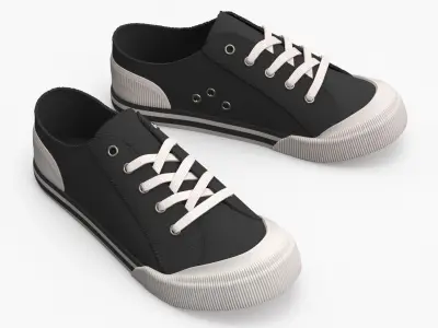  Canvas Low-Top Sneakers with Rubber Toe Cap Black 