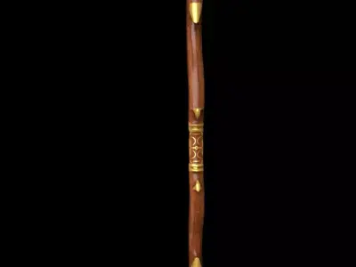 Low Rez Elvish Wooden Bow Low-poly 3D model