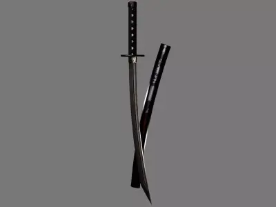 Rusted Katana Low-poly 3D model
