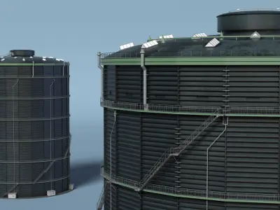 Cylindrical Gas Storage Tower 3D model