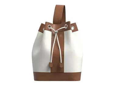 Brown Leather Sling Bucket Bag 3D model