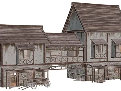 Medieval House 36 PBR 4K GameReady Low-poly 3D model