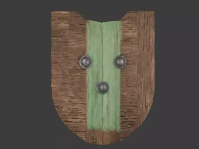 Wooden Shield Low-poly 3D model 19