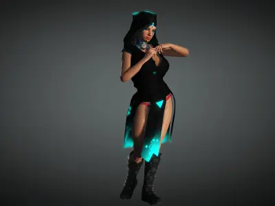 Cyberpunk Girl Character- Realistic Character 3D model