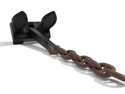 Byers Anchor with Stud Link Anchor Chain 3D model