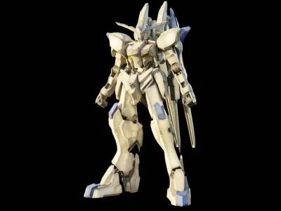 GUNDAM BAEL rigged with realistic texture blender maya Low-poly 3D model