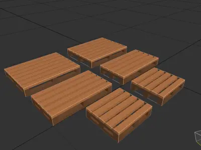 Wooden Pallets Models Low-poly 3D model