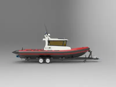 Patrol boat with trailer 3D model