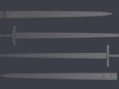 One-handed sword with scabbard Low-poly 3D model buy