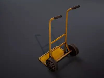 Hand Trolley with Cardboard Boxes Low-poly 3D model