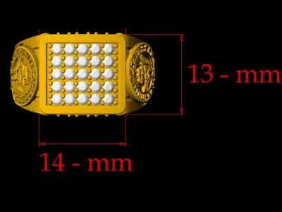 Diamond Navy Ring - 0020 3D print model