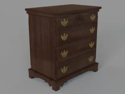 Asian Dark Brown Mahogany Dresser 3D model