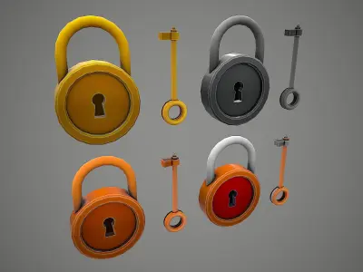  PADLOCK 3 CARTOON STYLIZED Low-poly 3D model