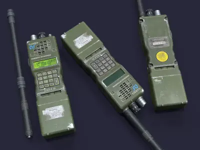 Transmitter three military radios Low-poly 3D model