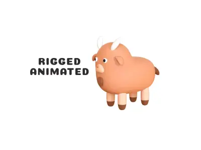 Low-Poly Goat Animated - Fun World Animal  Low-poly 3D model