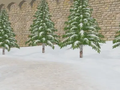 Winter Medieval Town 3D model