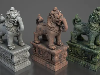 Ancient Khmer Statue19-250523 Low-poly 3D model