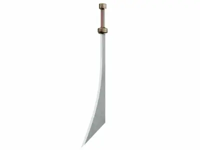 Curved sword 9 Low-poly 3D model
