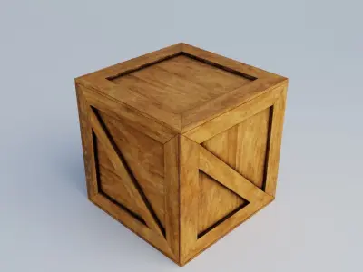 Square Wooden Crates PBR Low Poly 3D Model Low-poly 3D model