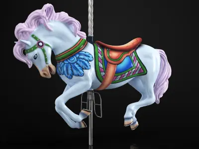 Carousel Galloping Horse Blush 3D model
